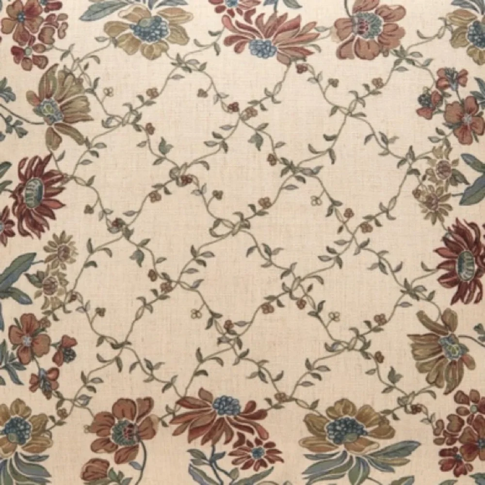 Decorative Vintage Floral Linen Pillow Cover Square 18x18” (1-count)